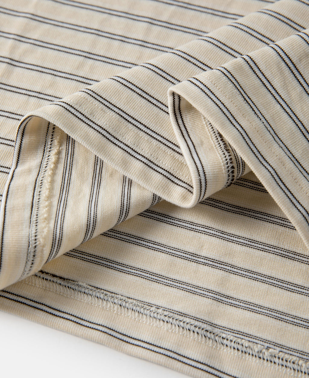 Heavyweight Cotton Striped Pocket T-Shirt - Apricot