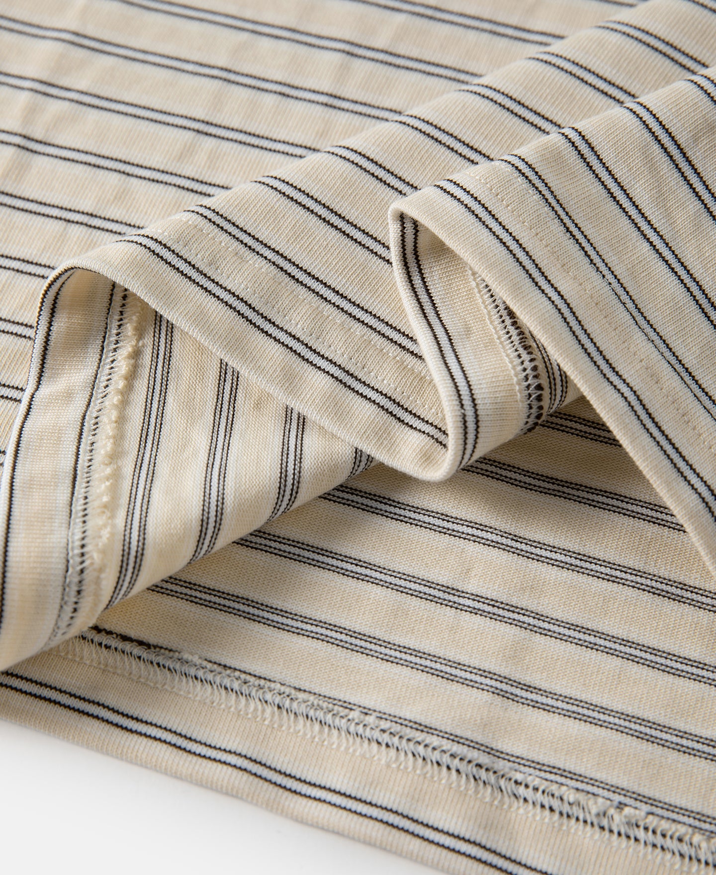Heavyweight Cotton Striped Pocket T-Shirt - Apricot