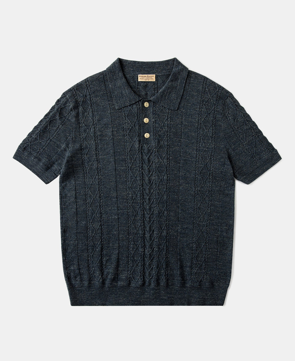 Jacquard Melange Yarn Polo Shirt - Navy