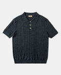 Jacquard Melange Yarn Polo Shirt - Navy