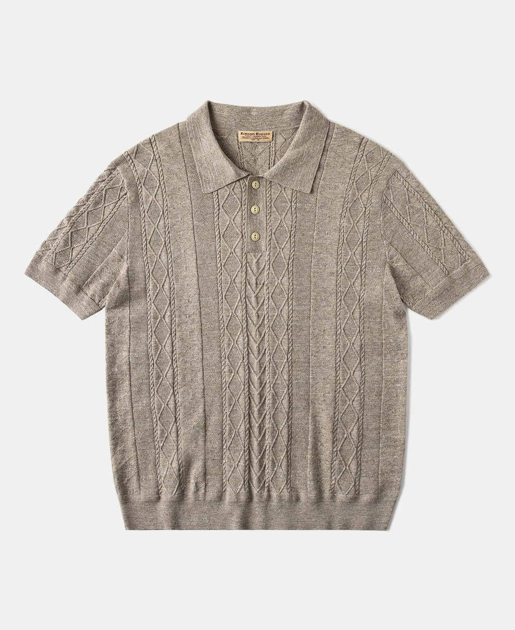 Jacquard Melange Yarn Polo Shirt - Oats