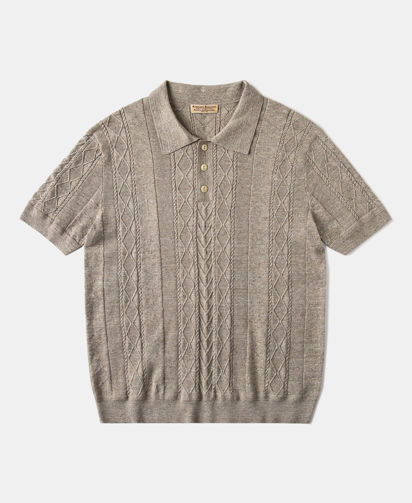 Jacquard Melange Yarn Polo Shirt - Oats