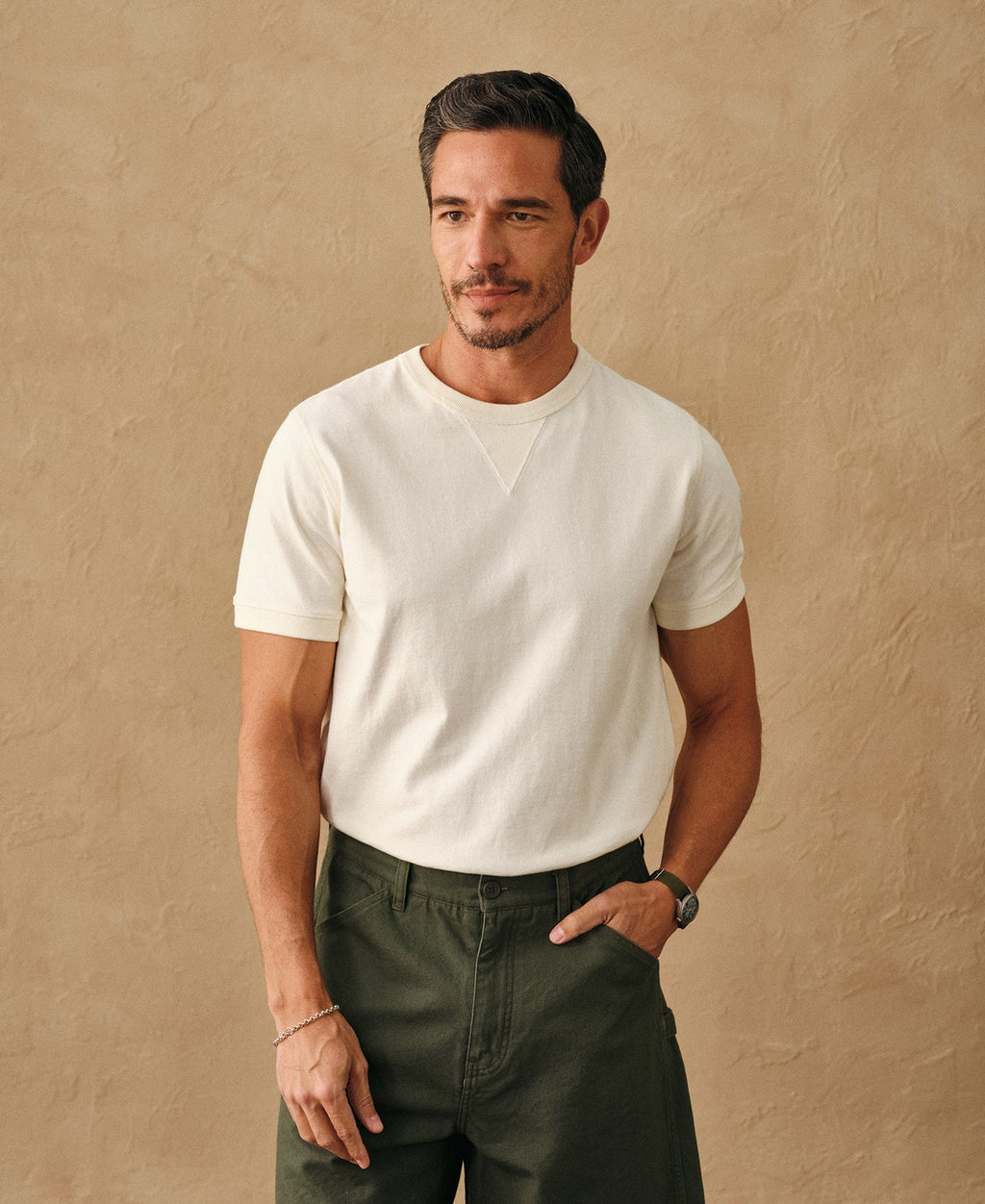 1950s V-Gusset Cotton T-Shirt - White