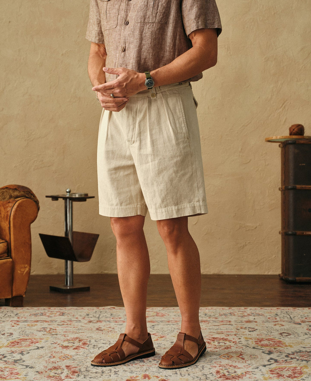 British Army Cotton-Linen Gurkha Shorts - Natural