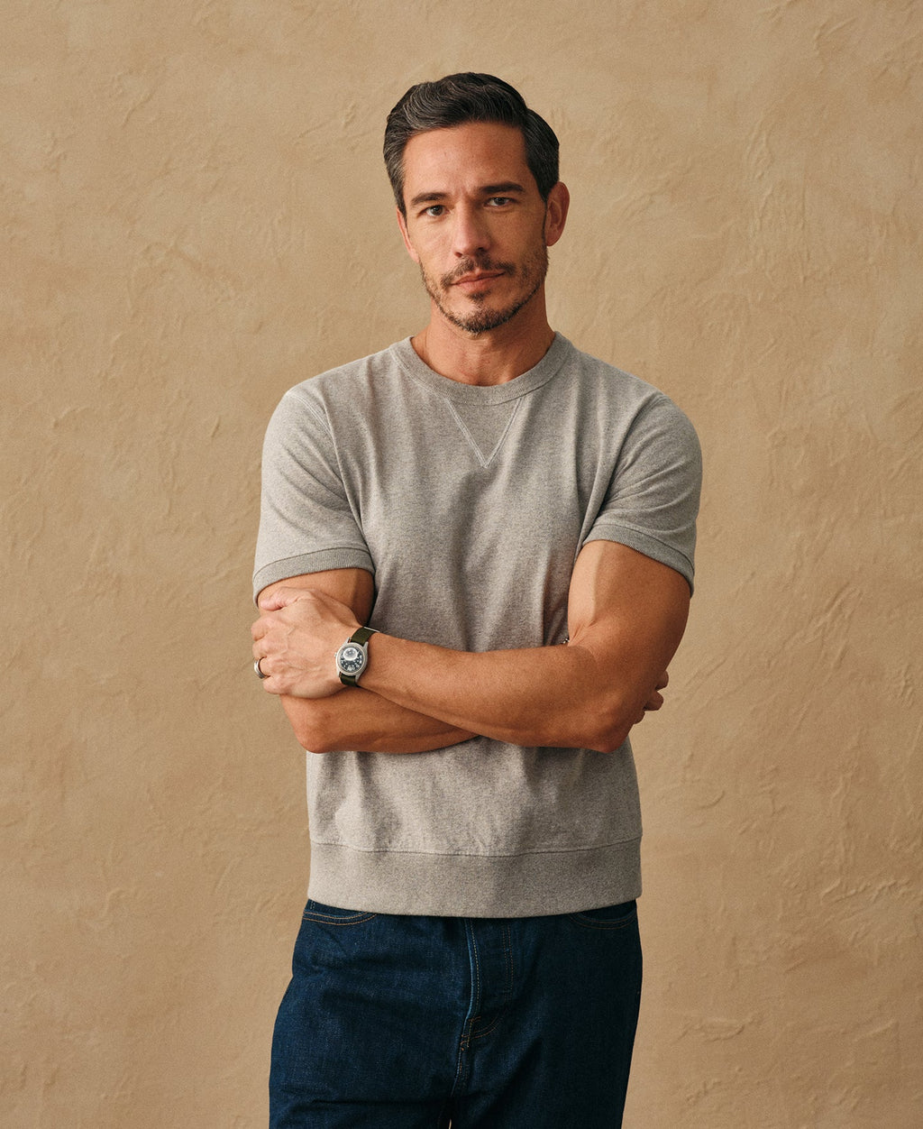 1950s V-Gusset Cotton T-Shirt - Heather Gray
