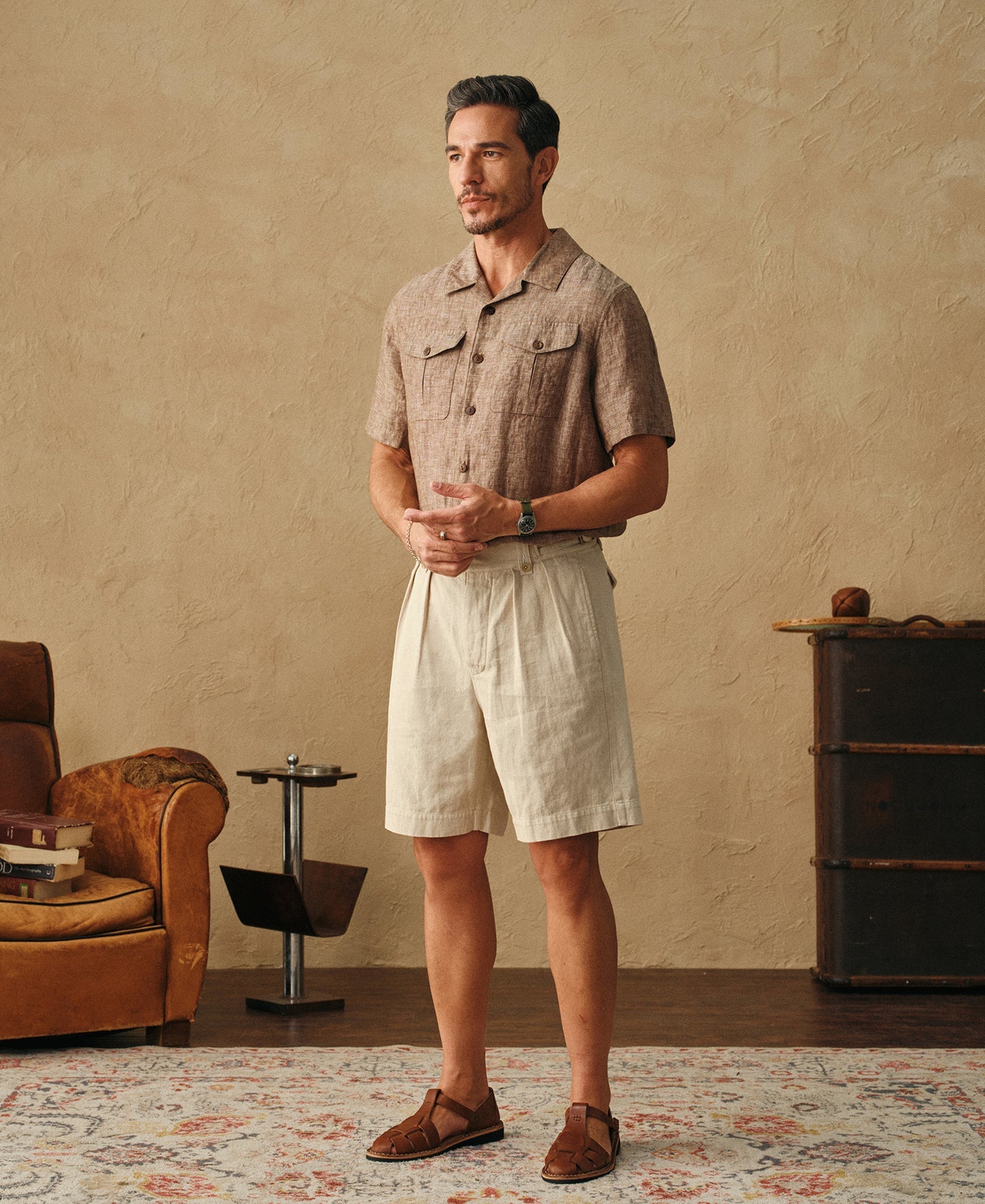 British Army Cotton-Linen Gurkha Shorts - Natural