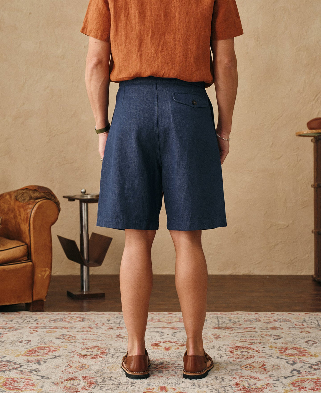 Relaxed Double-Pleated Hemp-Cotton Shorts