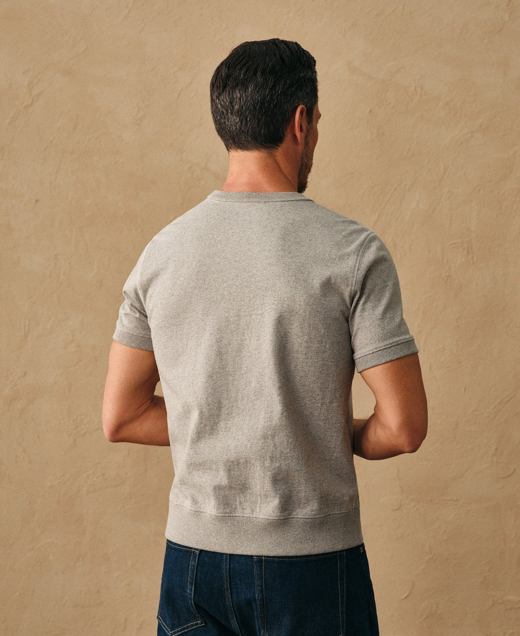 1950s V-Gusset Cotton T-Shirt - Heather Gray