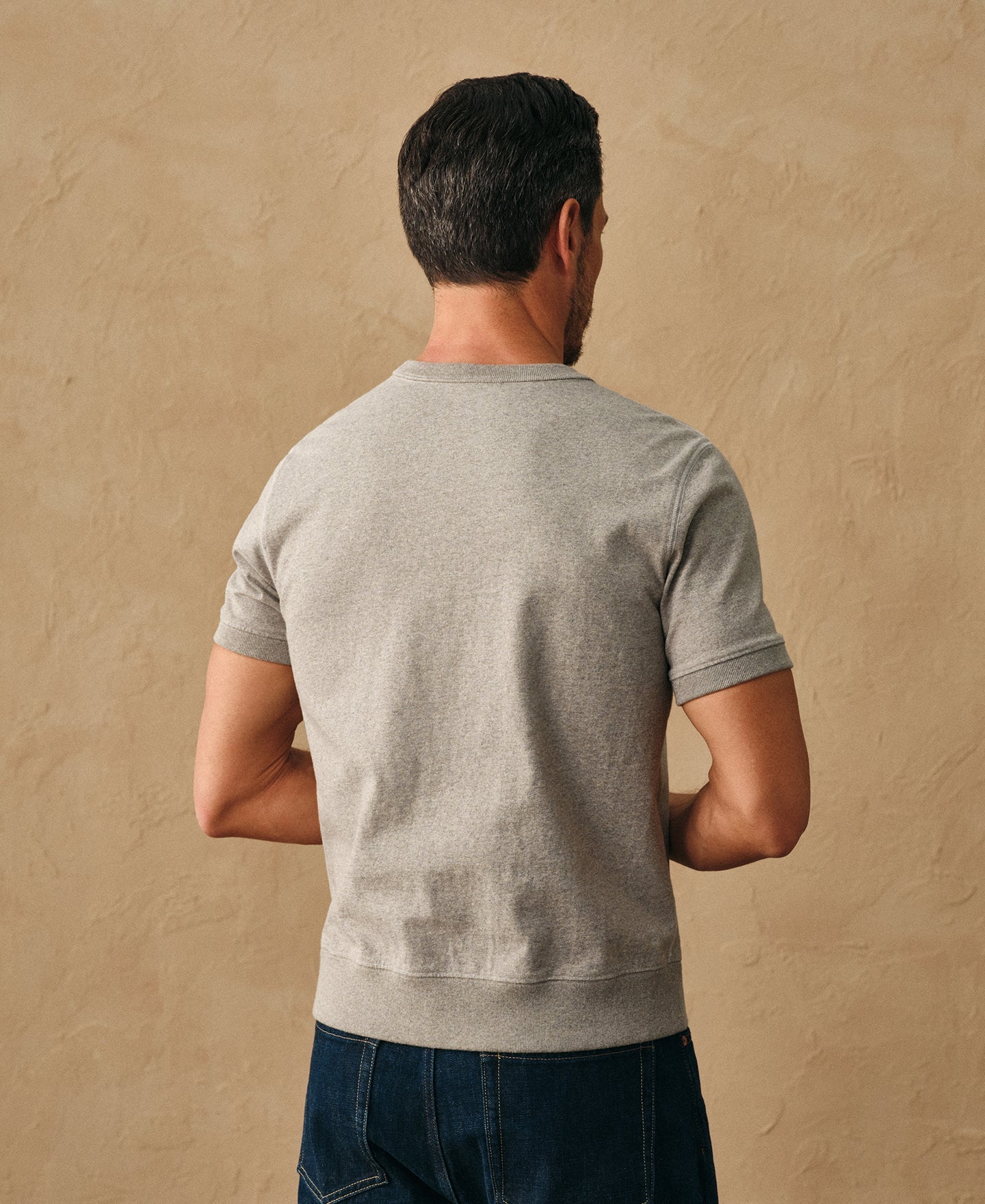 1950s V-Gusset Cotton T-Shirt - Heather Gray