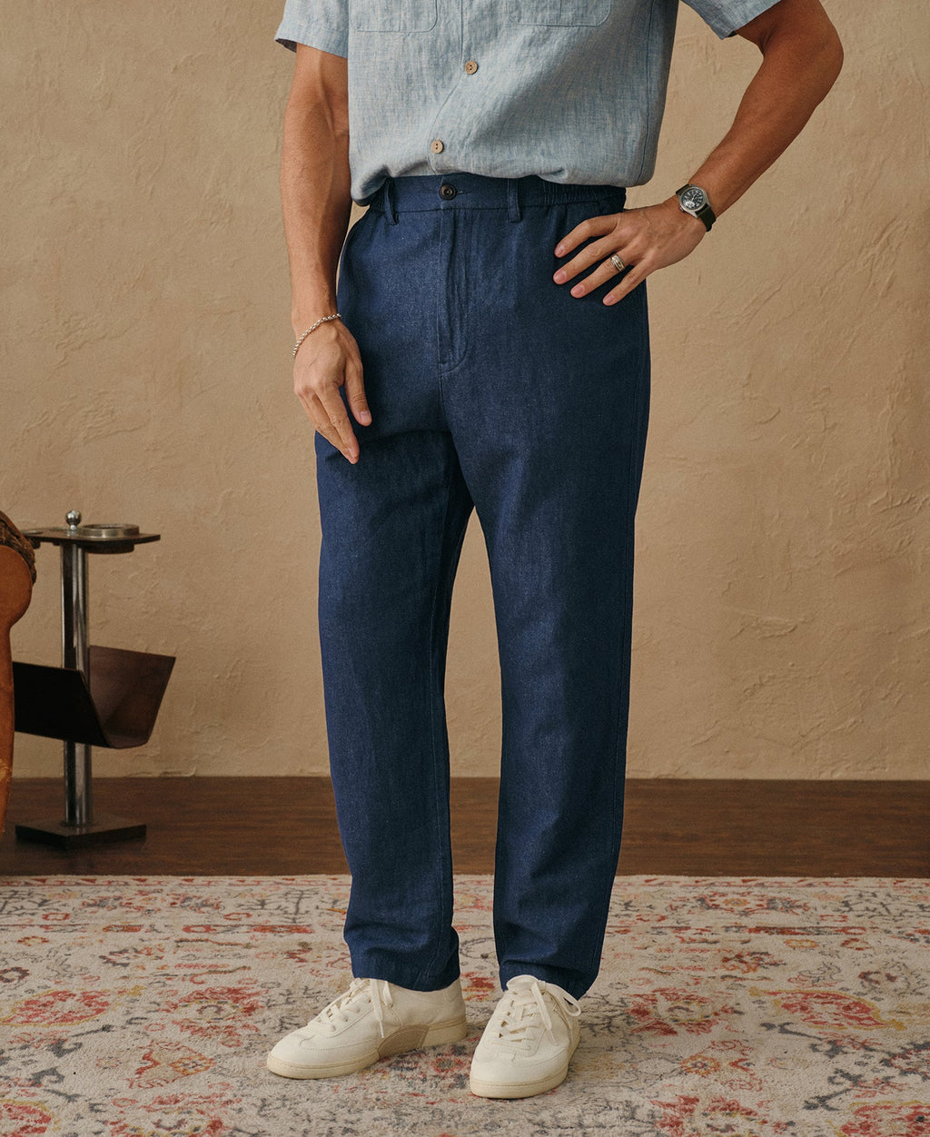 Tapered Hemp-Cotton Blend Pants