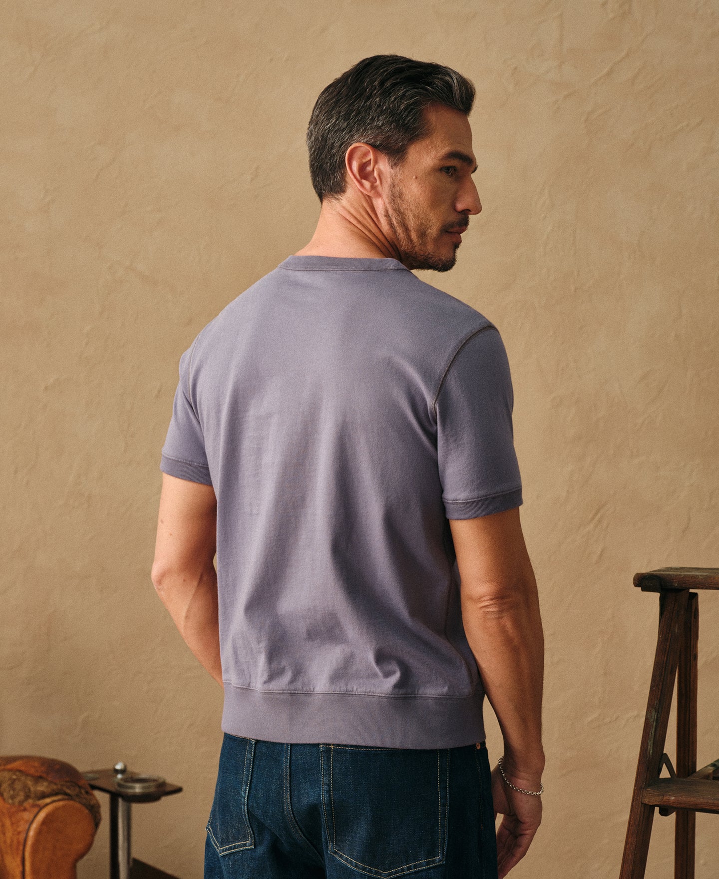 1950s V-Gusset Cotton T-Shirt - Purple