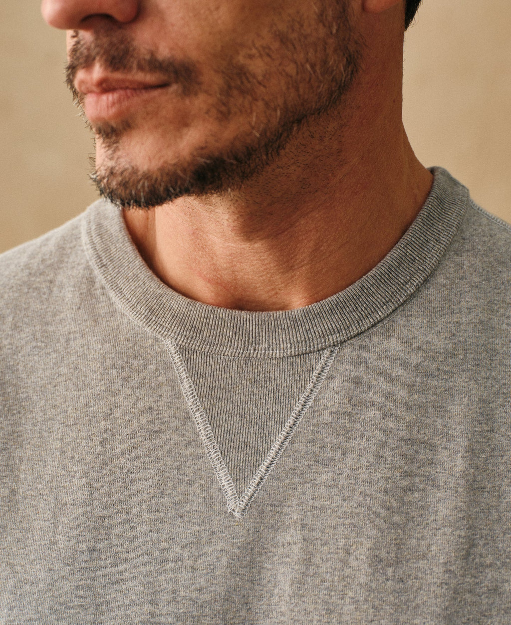 1950s V-Gusset Cotton T-Shirt - Heather Gray