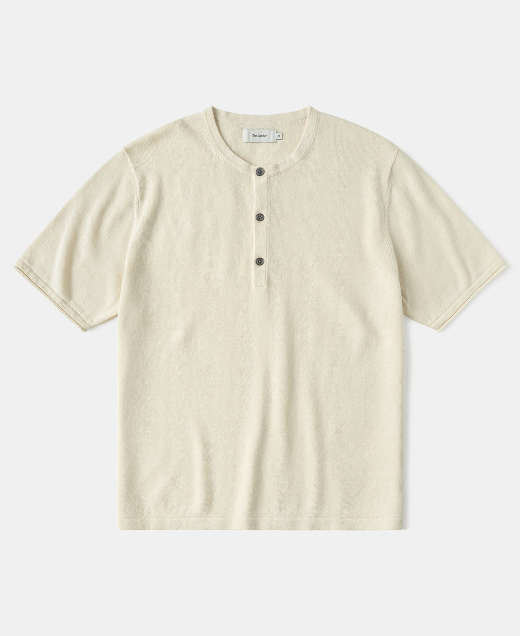 Linen Cotton Blend Knit Henley T-Shirt - Apricot