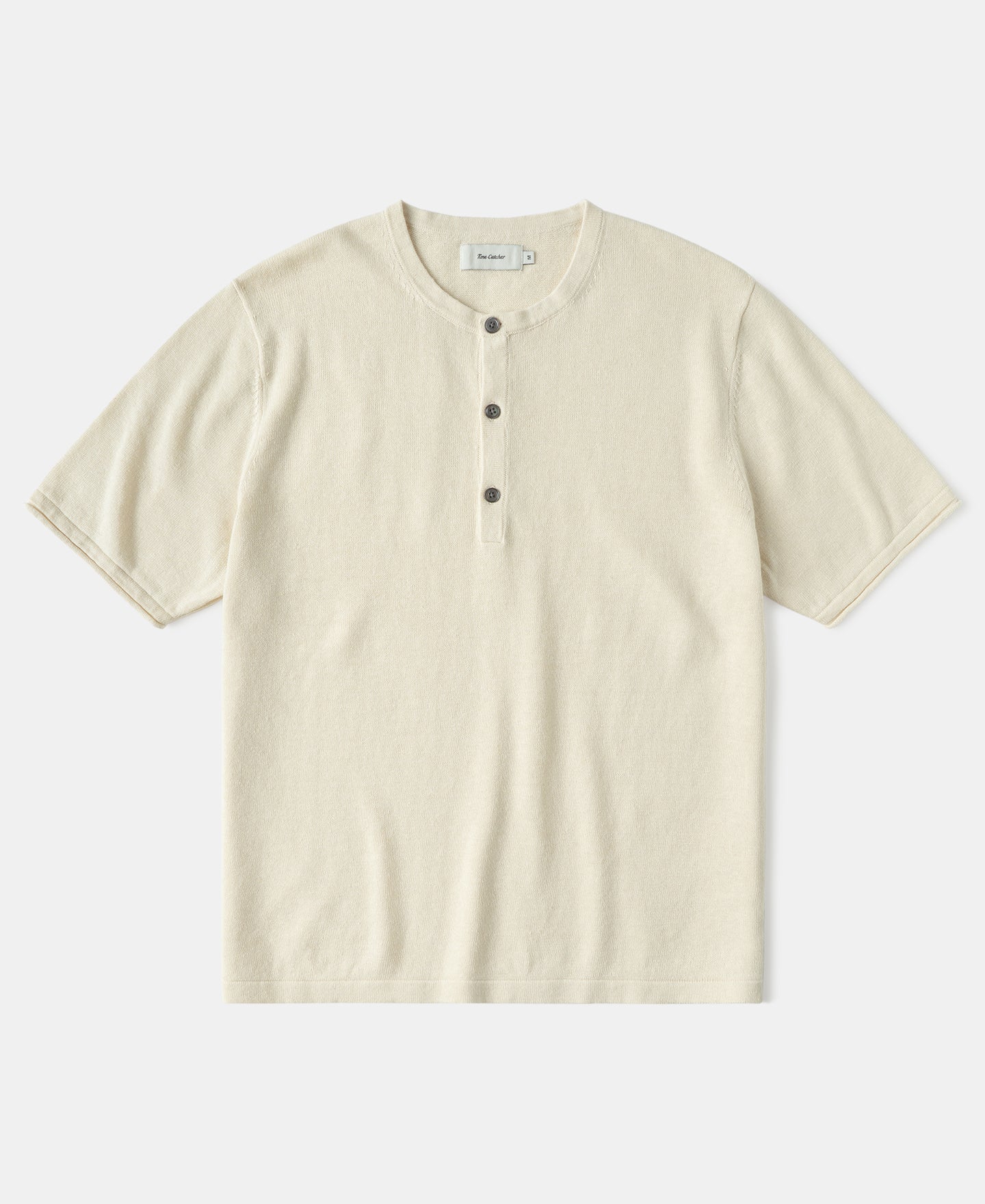 Linen Cotton Blend Knit Henley T-Shirt - Apricot
