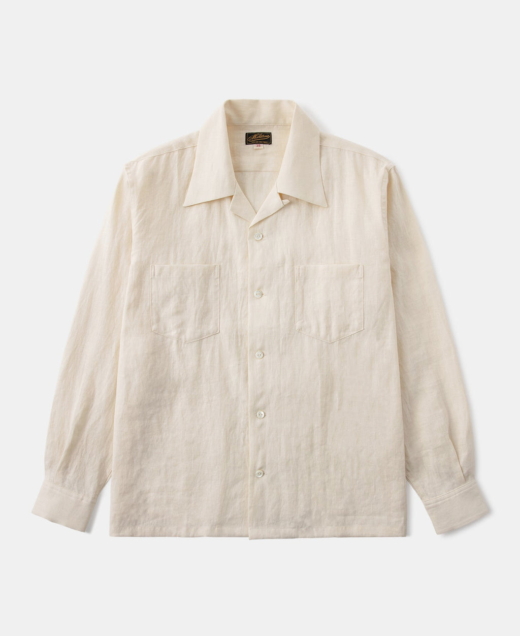 Cuban Collar Linen Shirt - Apricot