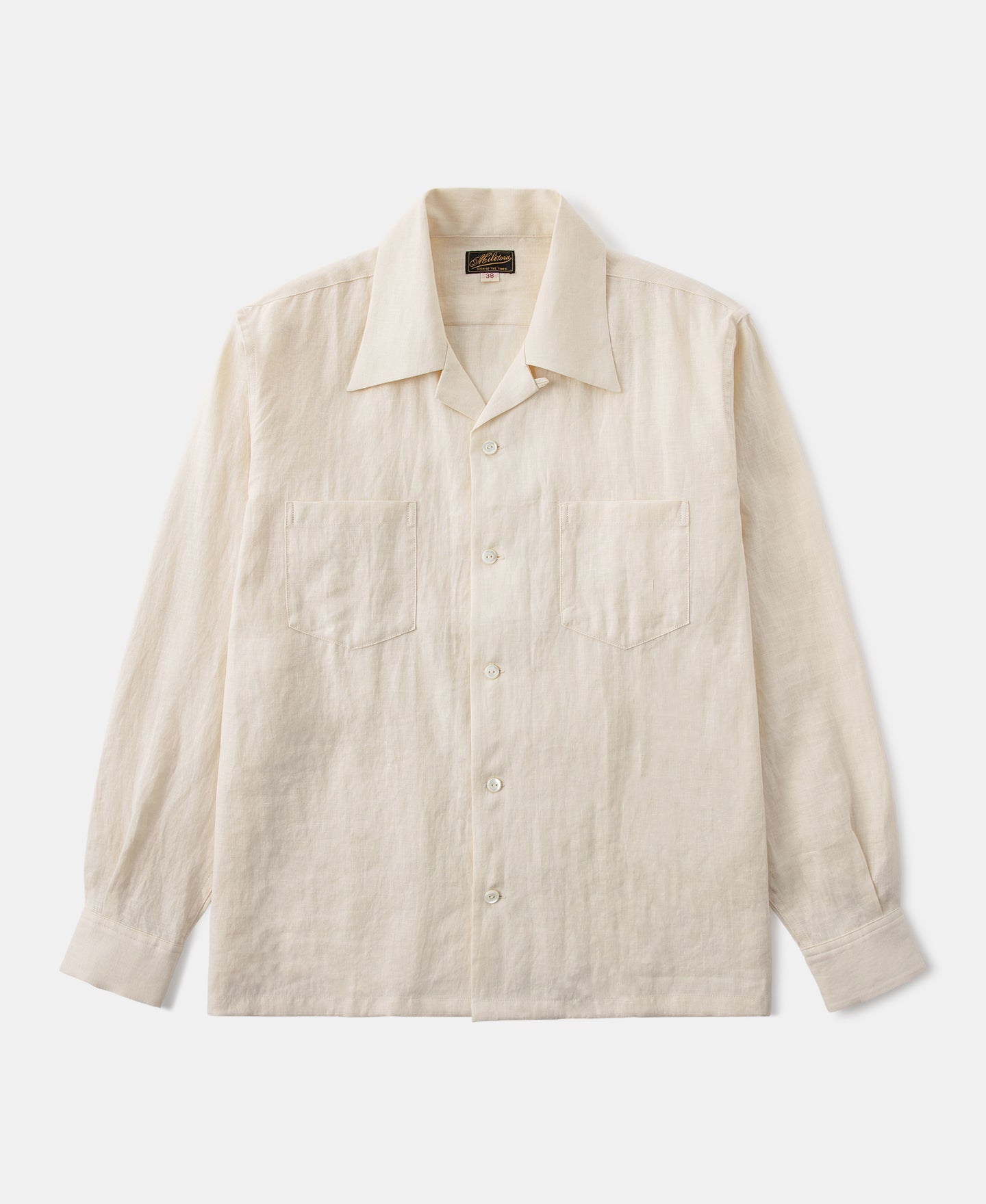 Cuban Collar Linen Shirt - Apricot