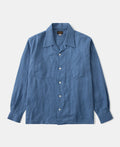 Cuban Collar Linen Shirt - Blue