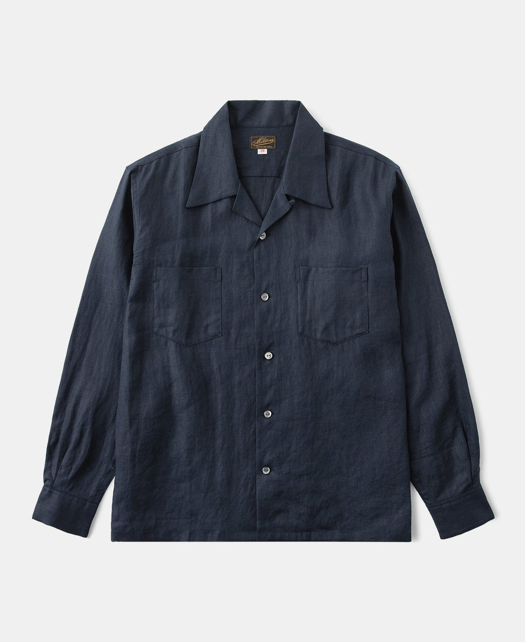 Cuban Collar Linen Shirt - Indigo