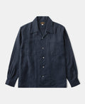 Cuban Collar Linen Shirt - Indigo
