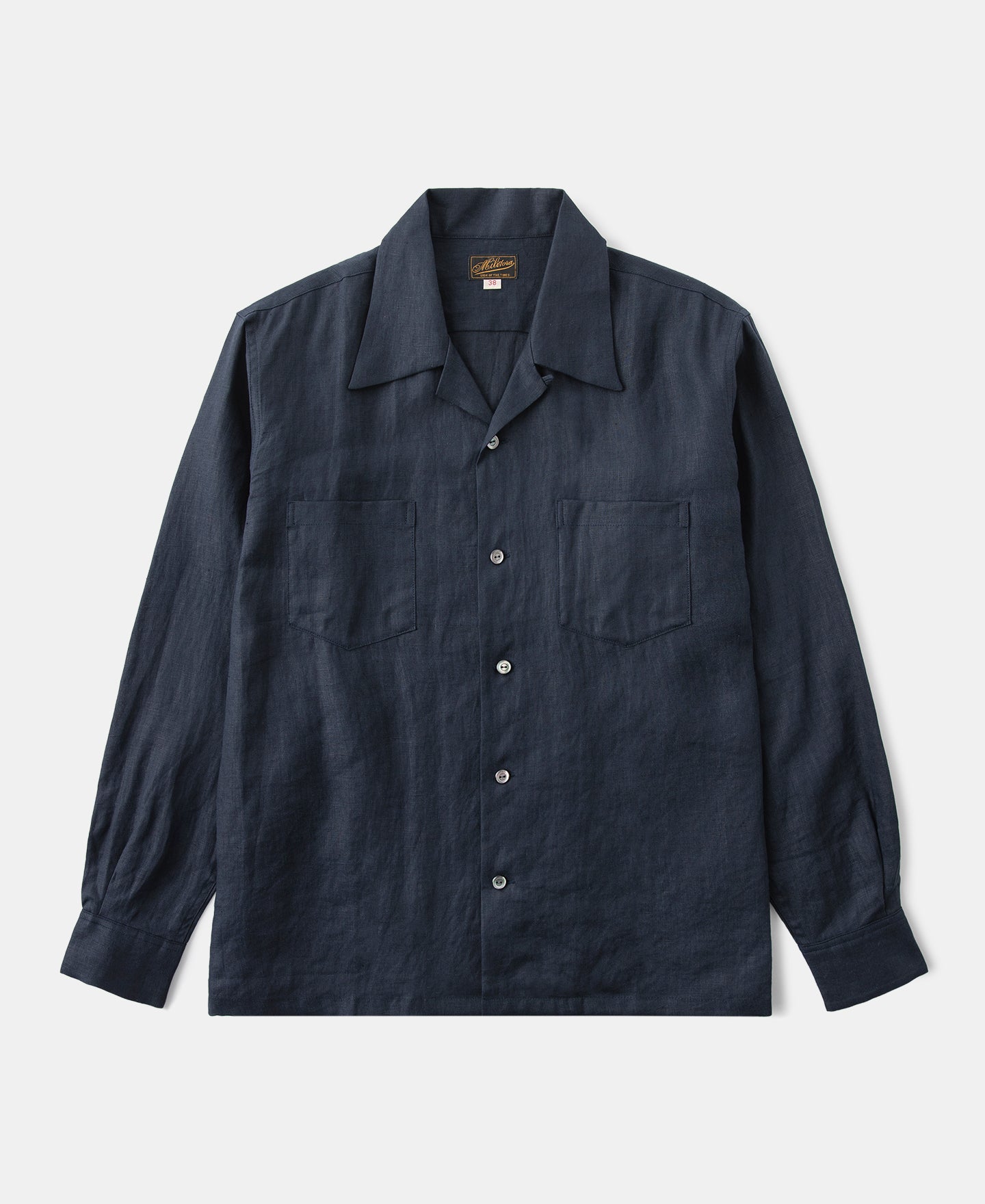 Cuban Collar Linen Shirt - Indigo