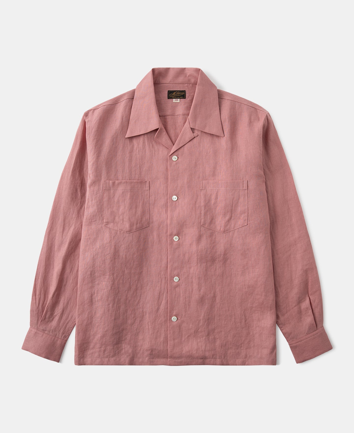 Cuban Collar Linen Shirt - Pink