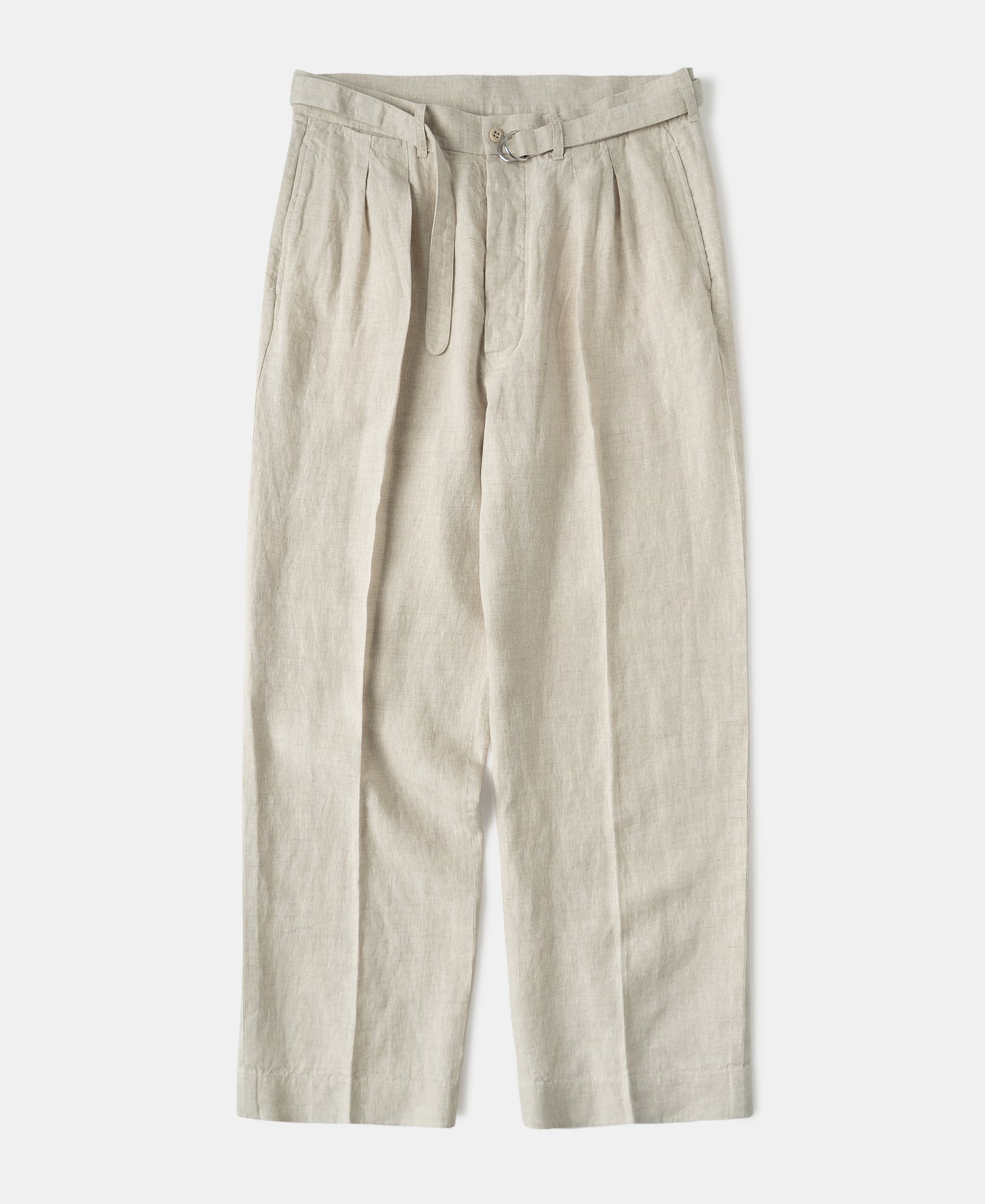 Linen Double Pleated Trousers - Natural