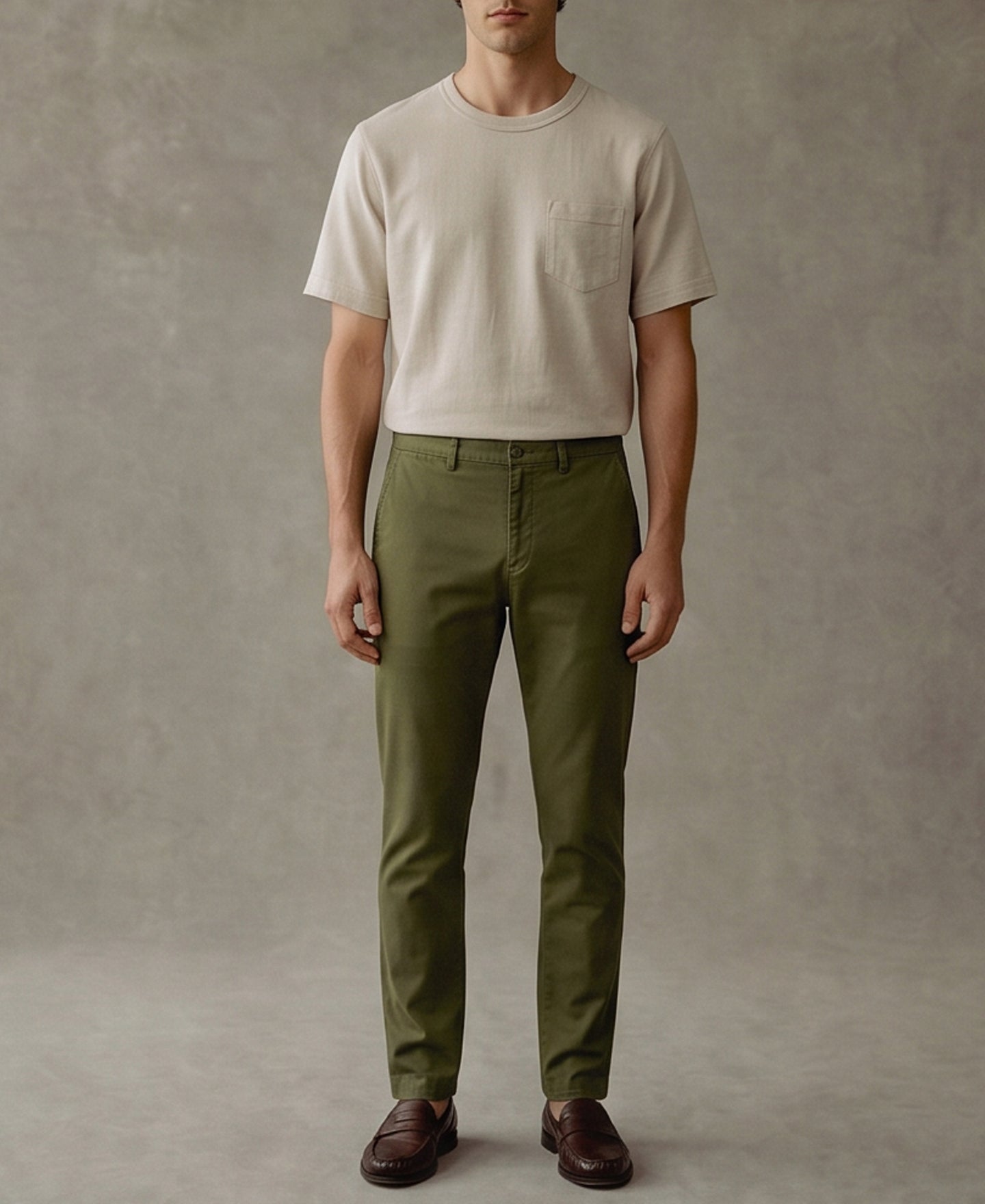 Cotton-Blend Slim Tapered Trousers - Olive
