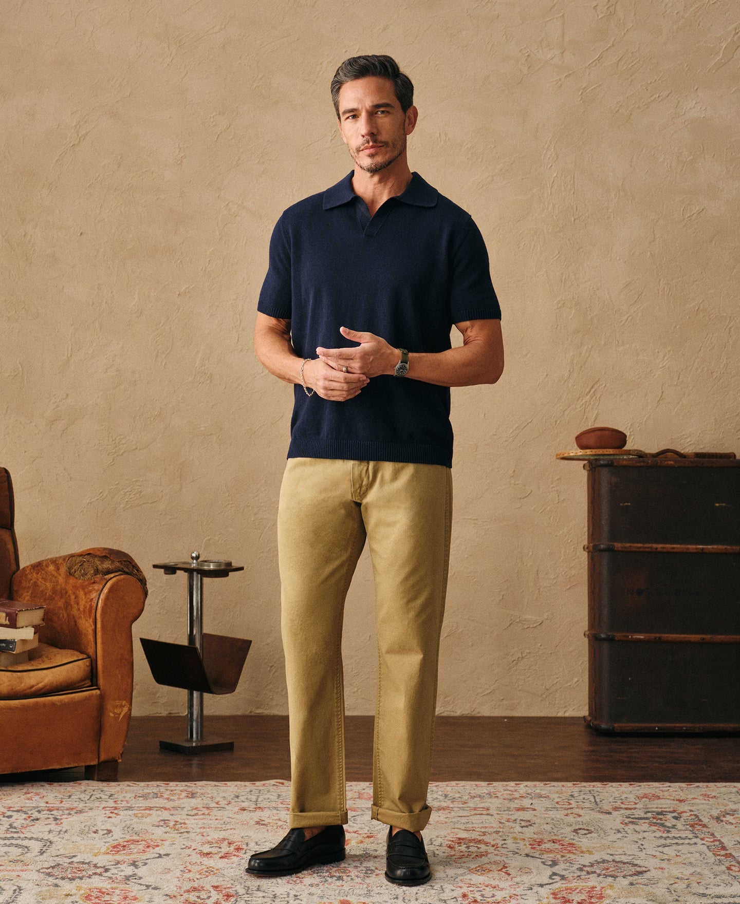 Vintage Washed Tapered 5-Pocket Pants - Khaki
