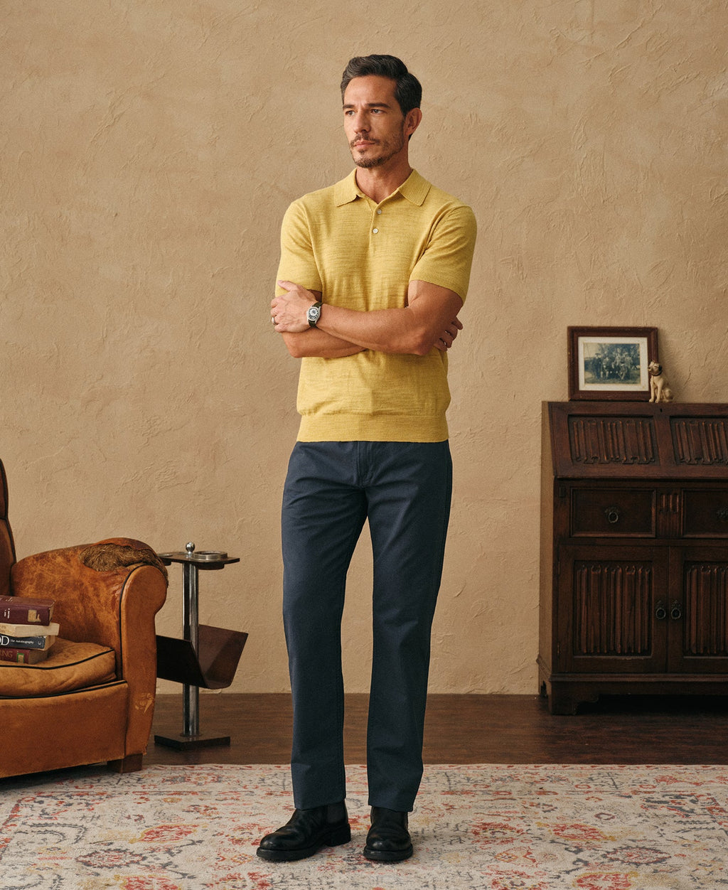 Vintage Washed Tapered 5-Pocket Pants - Navy