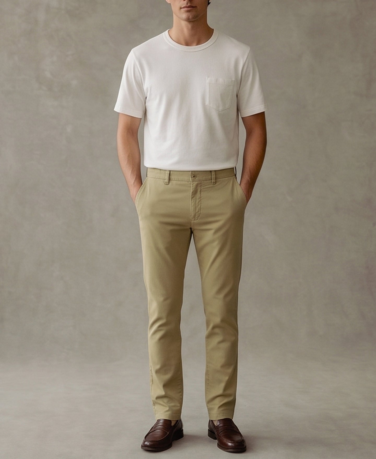 Cotton-Blend Slim Tapered Trousers - Khaki
