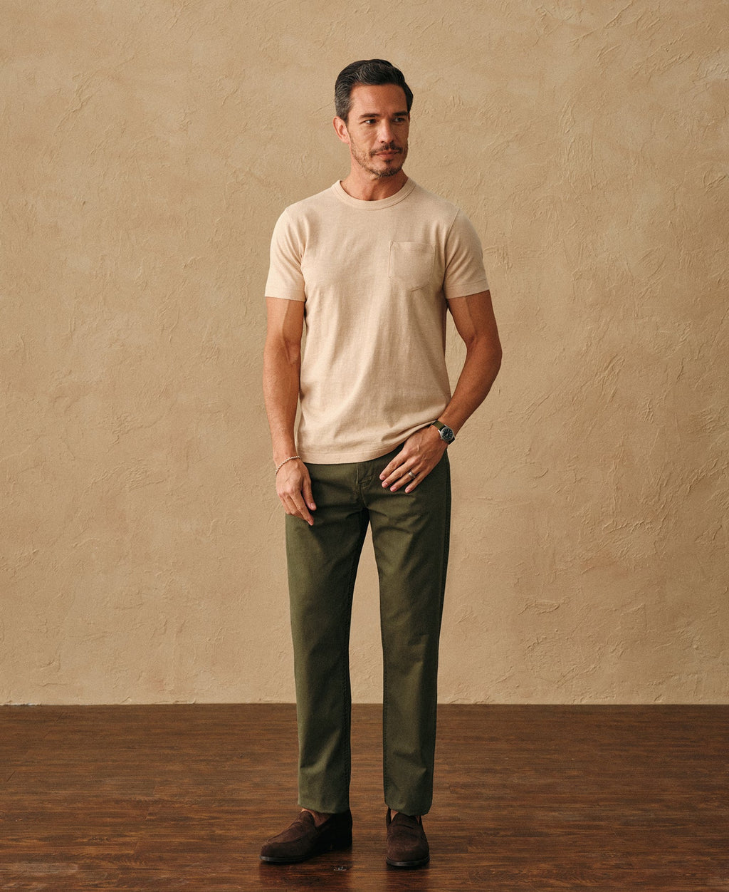Vintage Washed Tapered 5-Pocket Pants - Olive