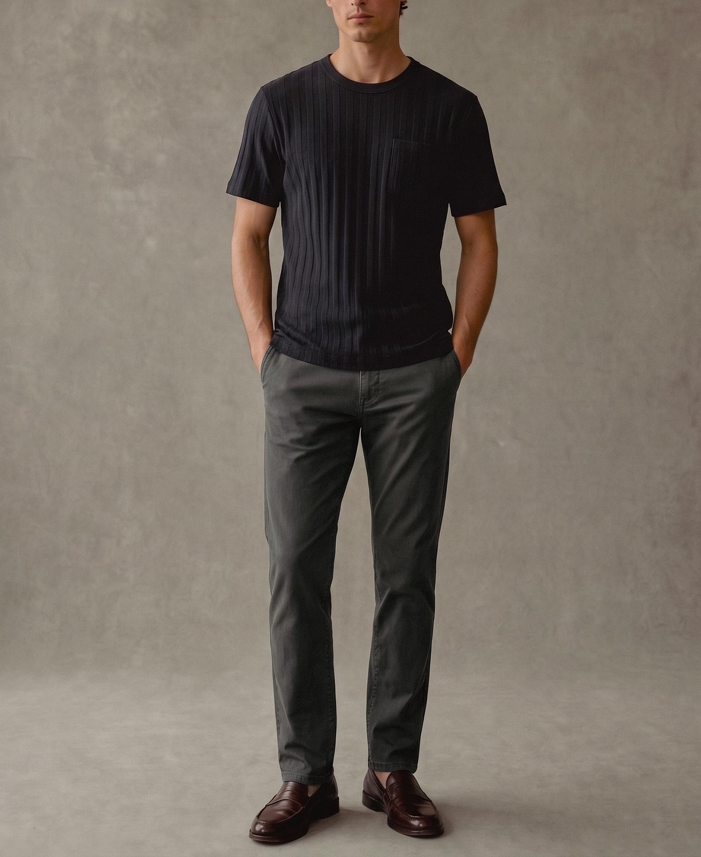 Heavyweight Ribbed Cotton Pocket T-Shirt - Vintage Black
