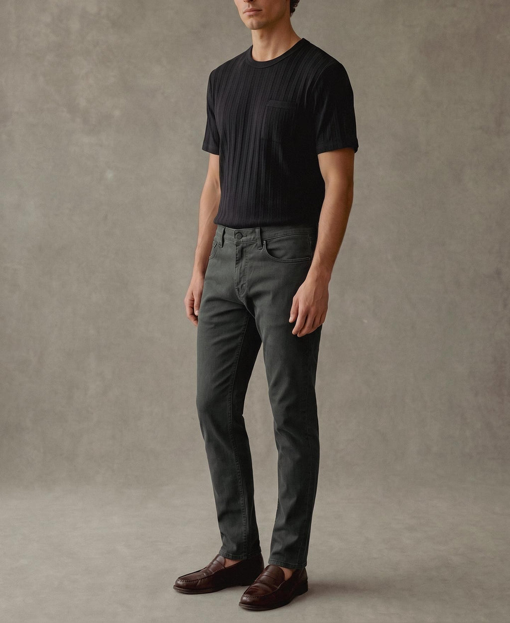 Heavyweight Ribbed Cotton Pocket T-Shirt - Vintage Black