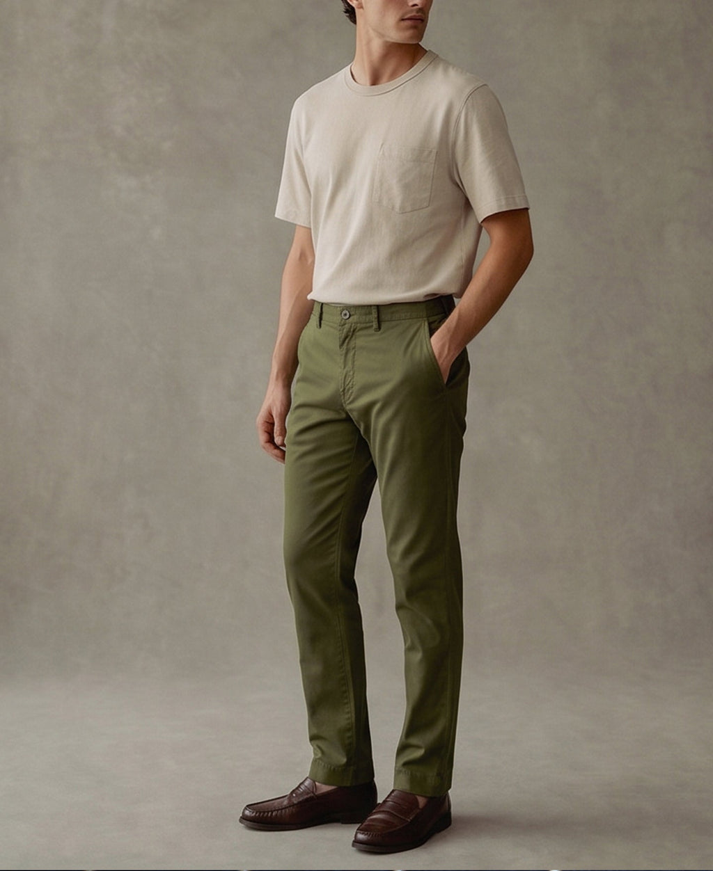 Cotton-Blend Slim Tapered Trousers - Olive