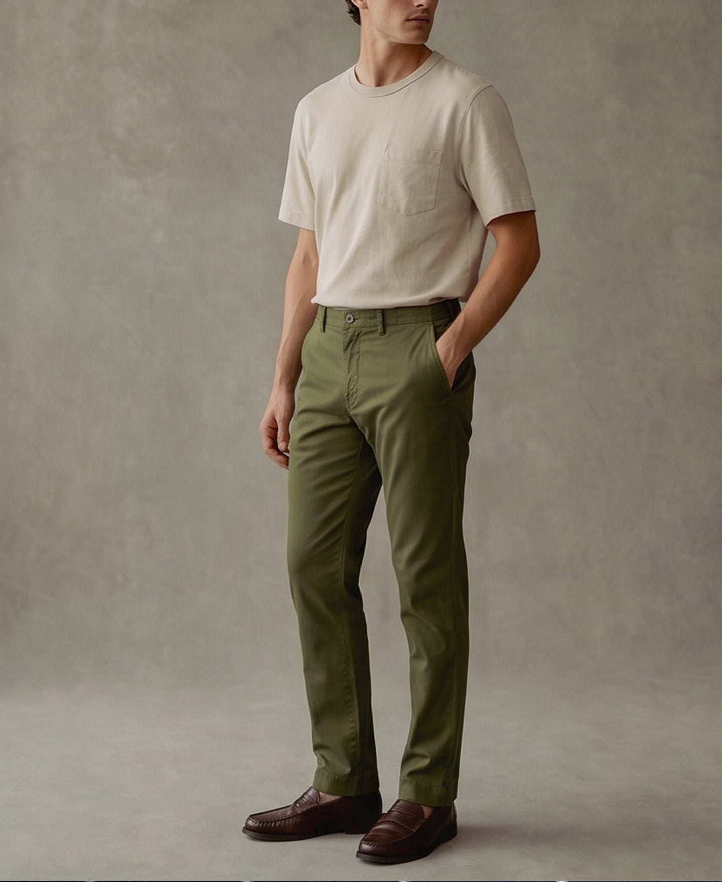 Cotton-Blend Slim Tapered Trousers - Olive