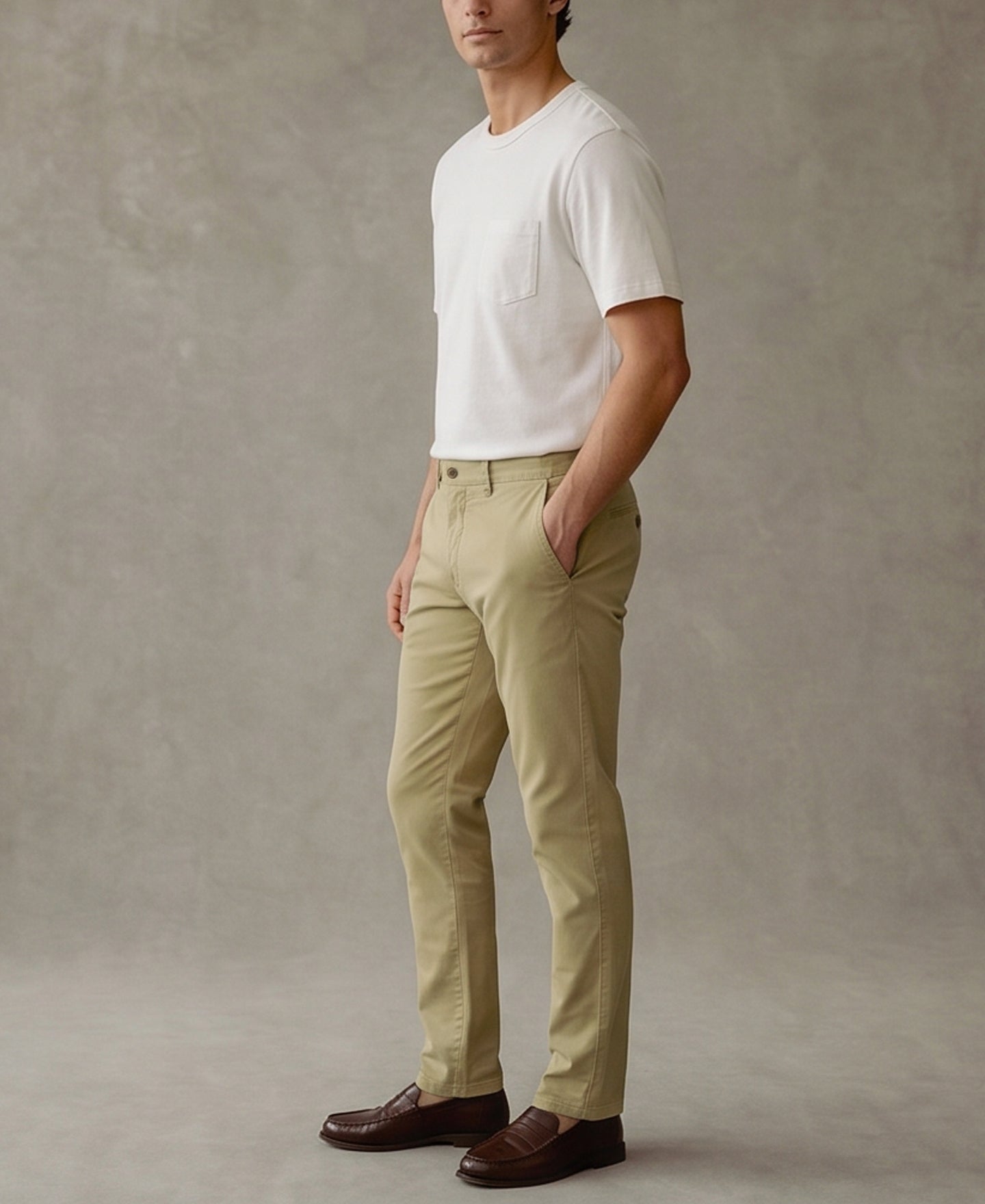 Cotton-Blend Slim Tapered Trousers - Khaki