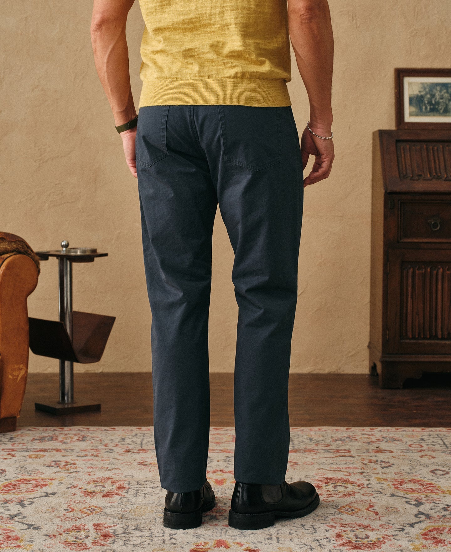 Vintage Washed Tapered 5-Pocket Pants - Navy
