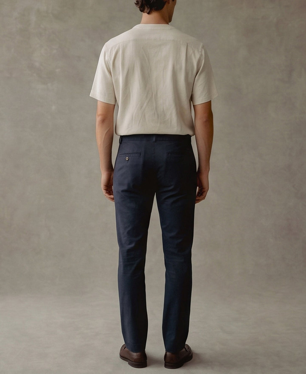 Cotton-Blend Slim Tapered Trousers - Navy