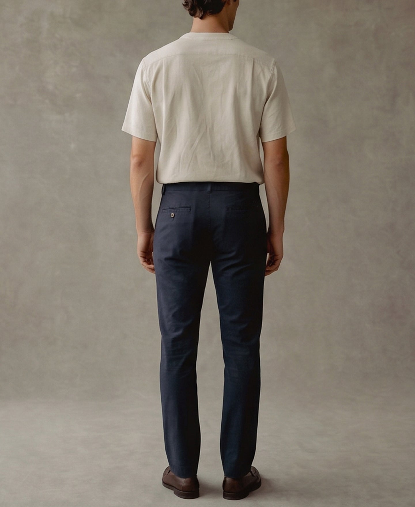 Cotton-Blend Slim Tapered Trousers - Navy