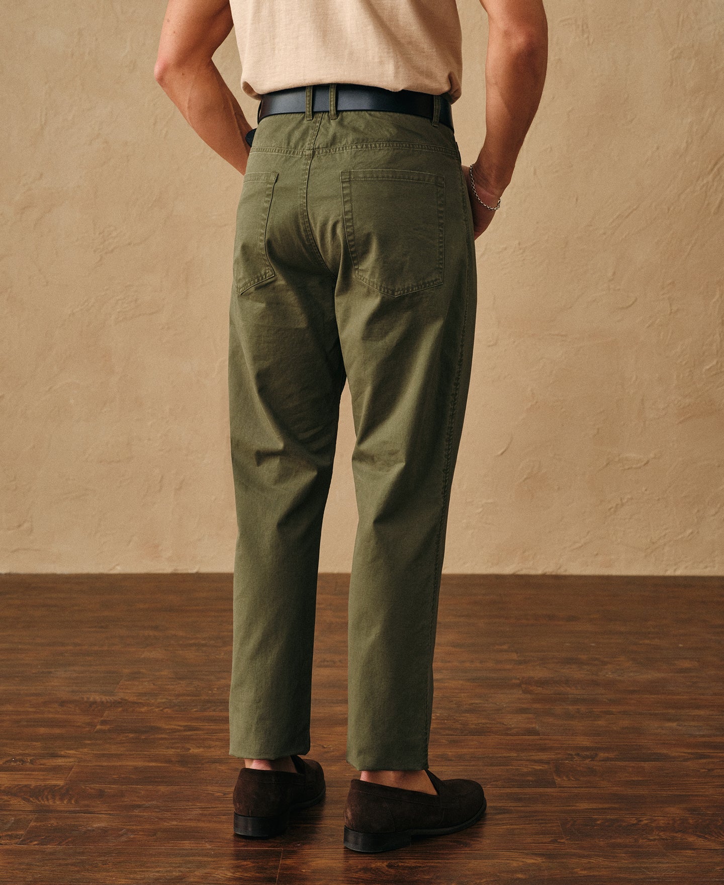 Vintage Washed Tapered 5-Pocket Pants - Olive