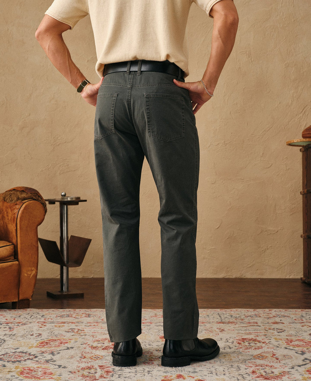 Vintage Washed Tapered 5-Pocket Pants - Dark Gray