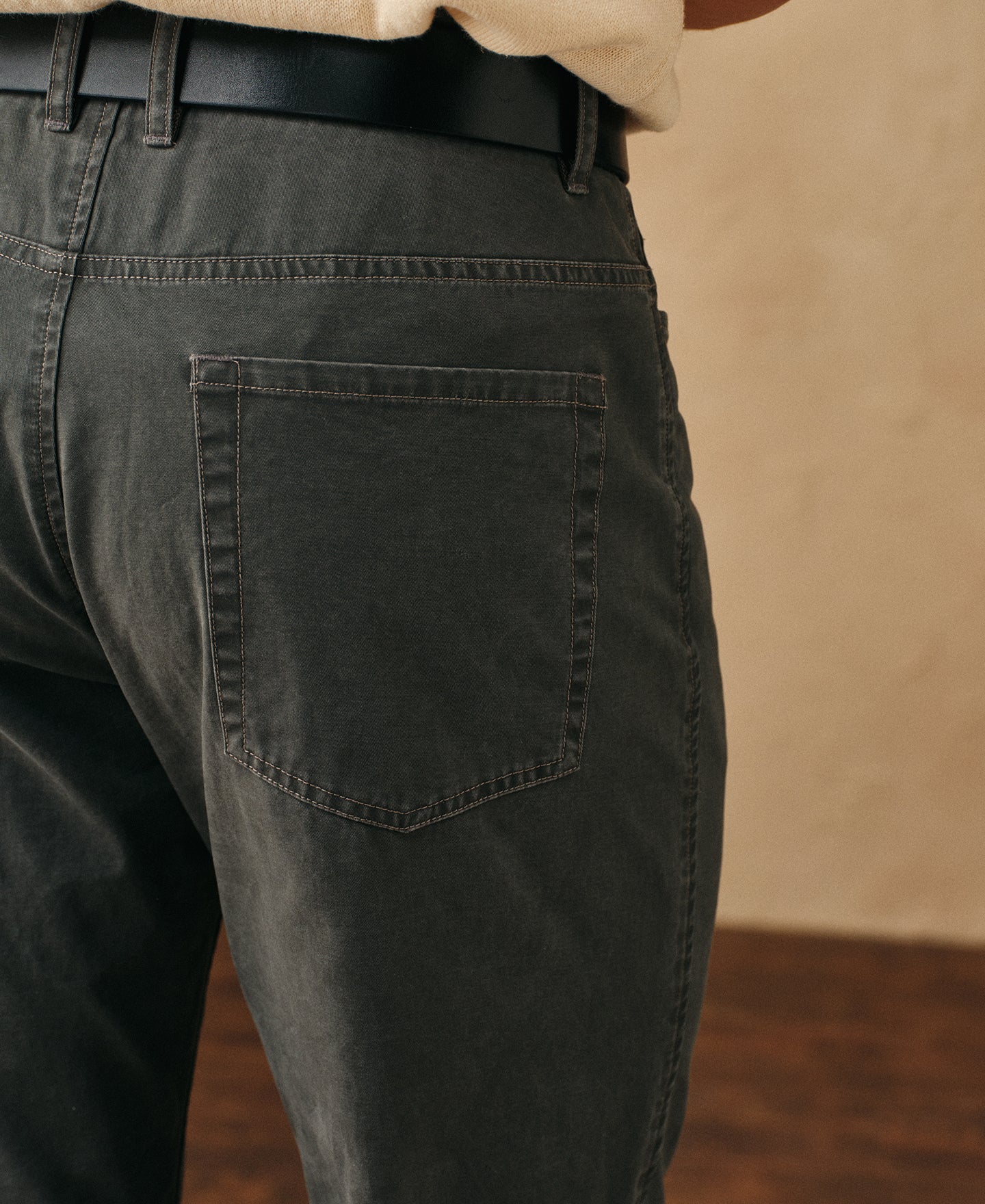 Vintage Washed Tapered 5-Pocket Pants - Dark Gray