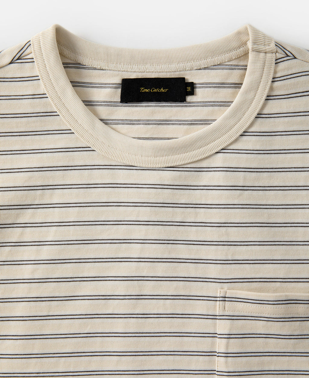 Heavyweight Cotton Striped Pocket T-Shirt - Apricot
