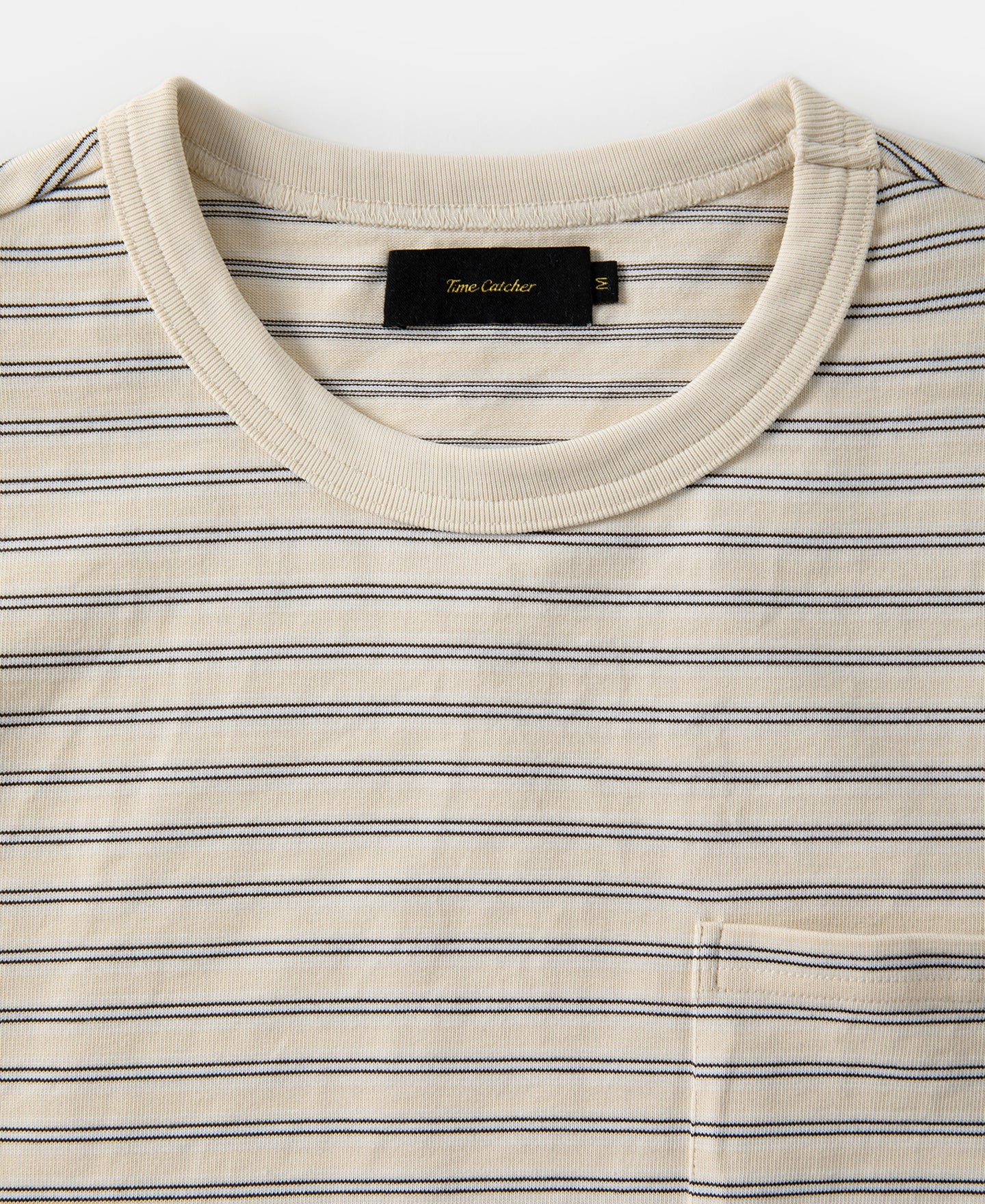 Heavyweight Cotton Striped Pocket T-Shirt - Apricot