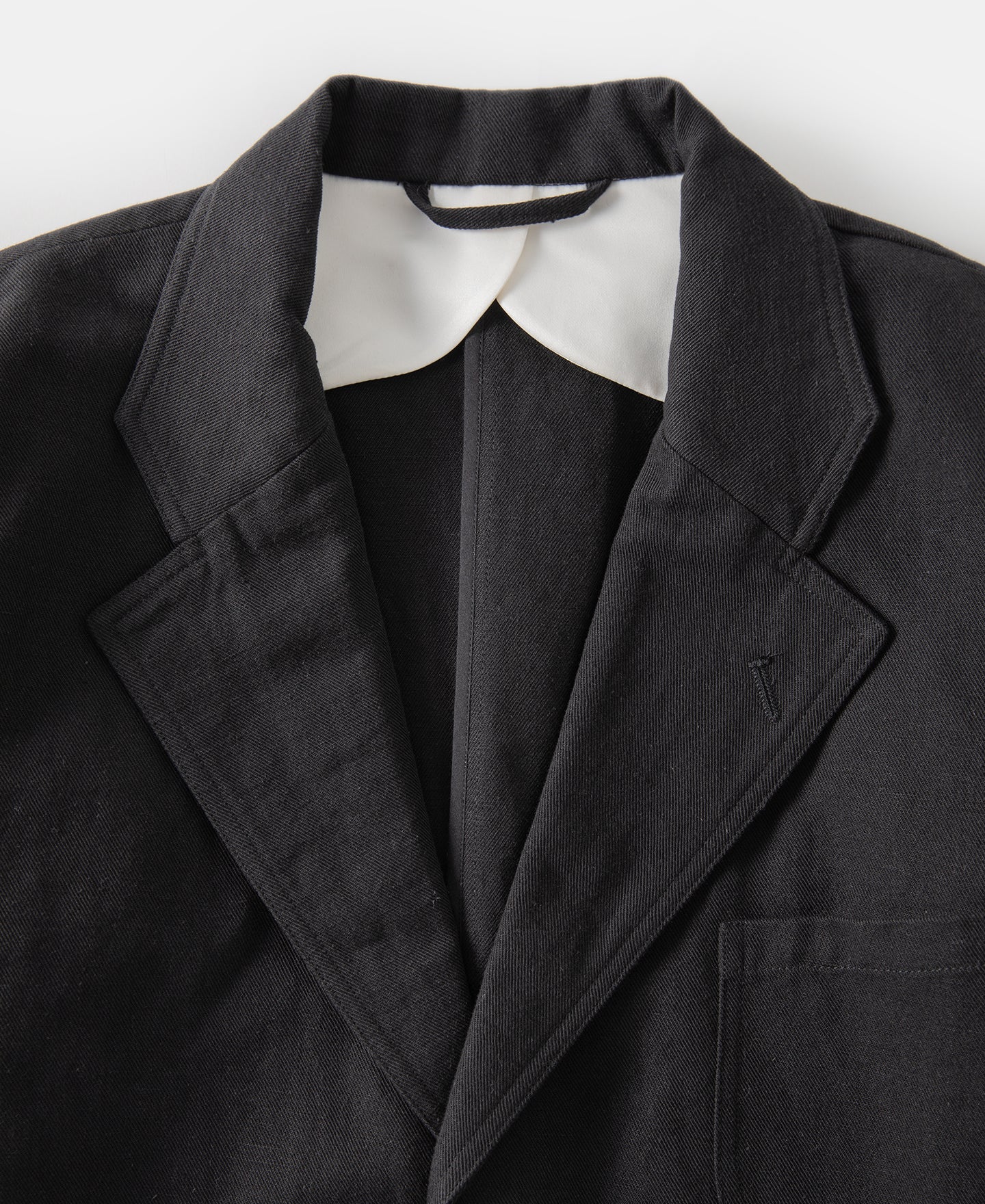 Textured Linen-Cotton Blend Sack Jacket – Black
