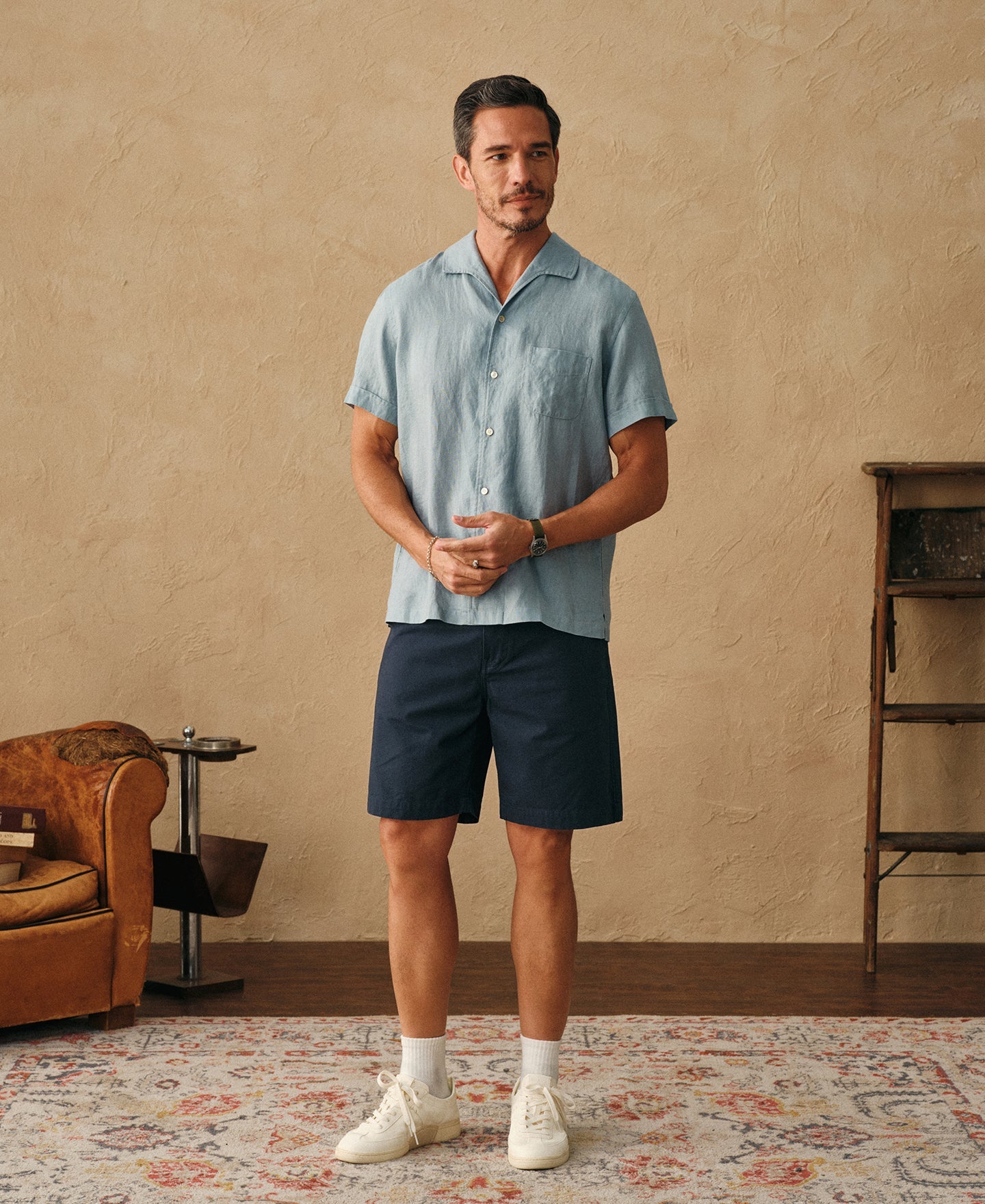 1930s Washed Officer Chino Shorts - Navy