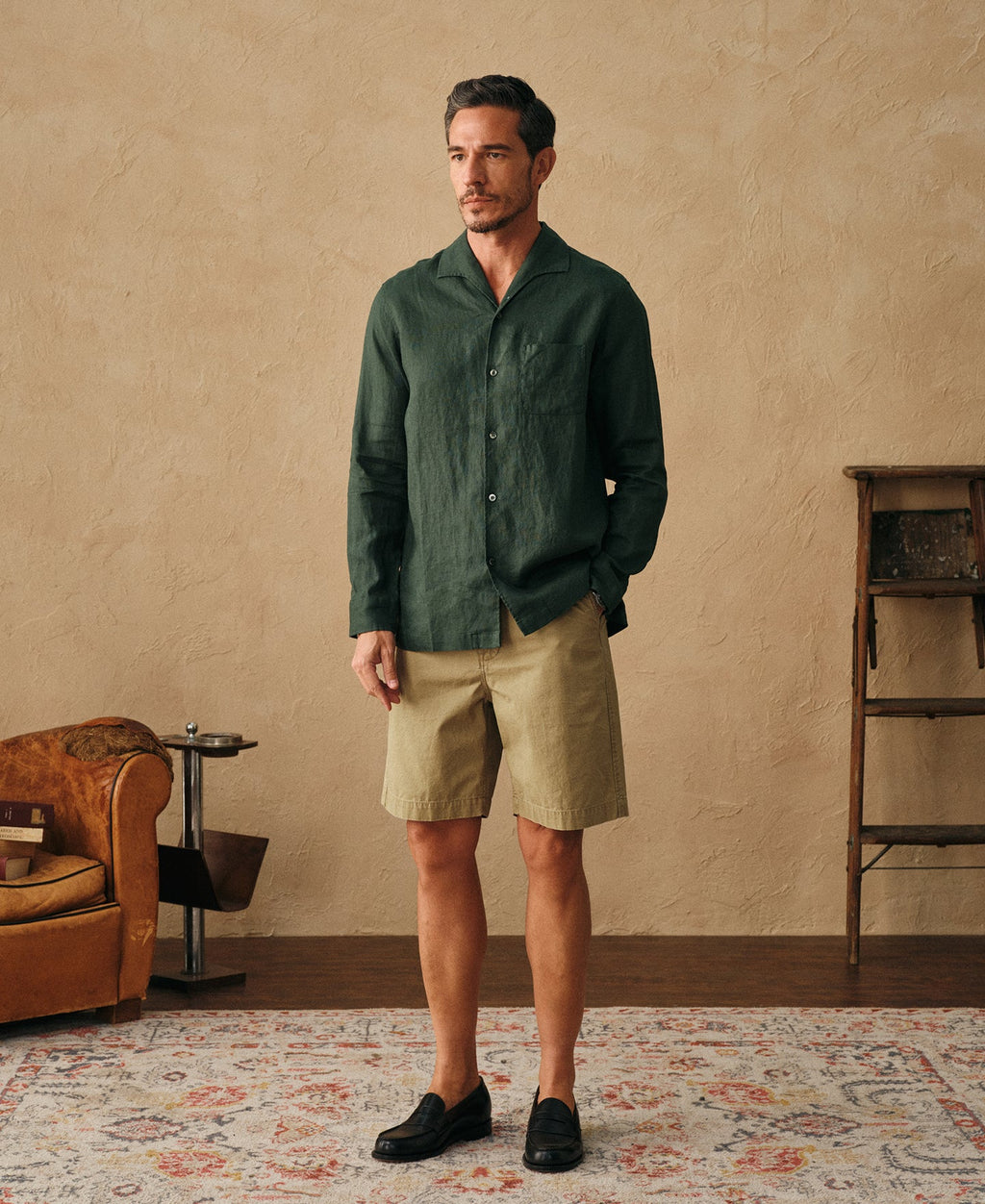1930s Washed Officer Chino Shorts - Khaki