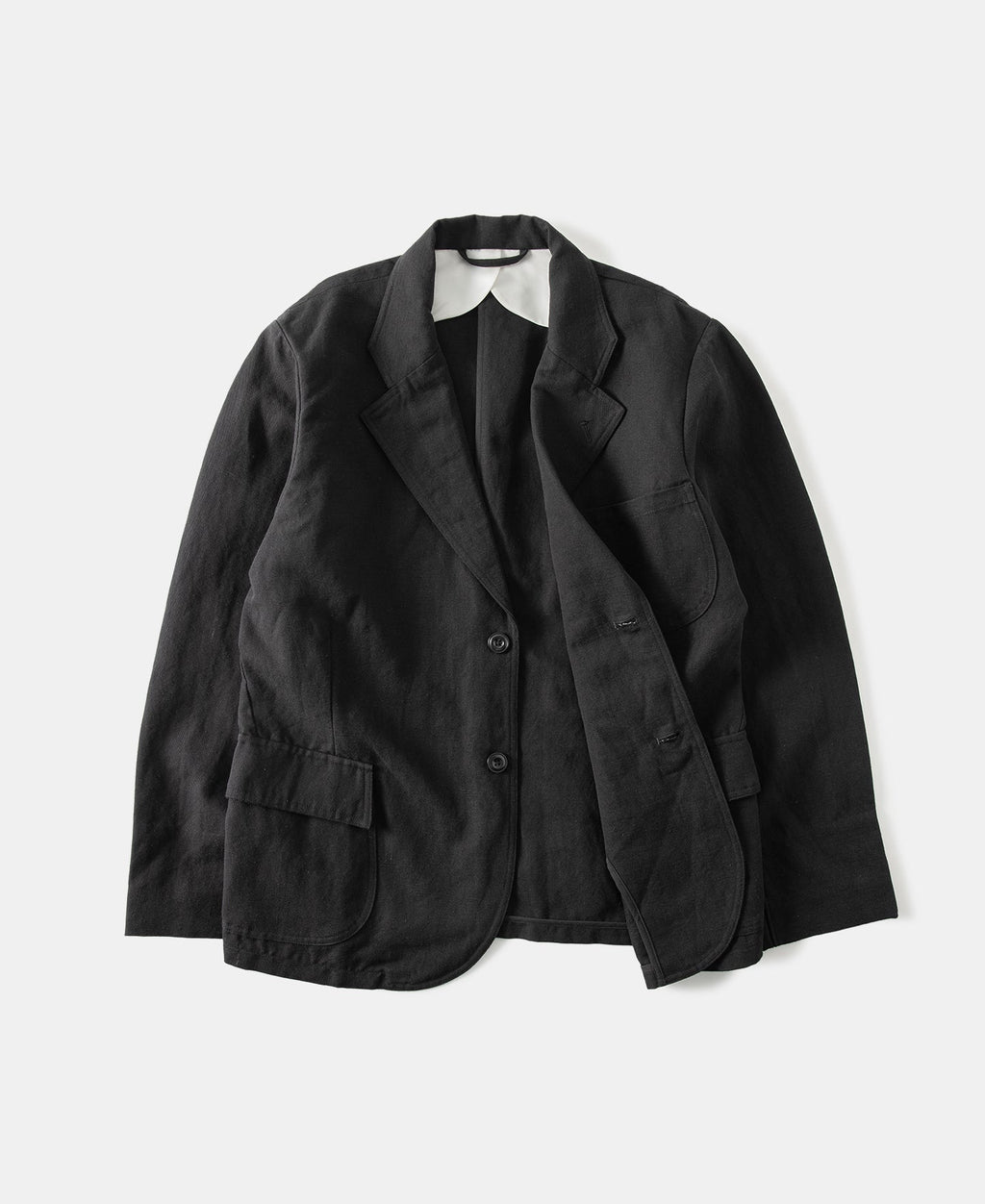 Textured Linen-Cotton Blend Sack Jacket – Black