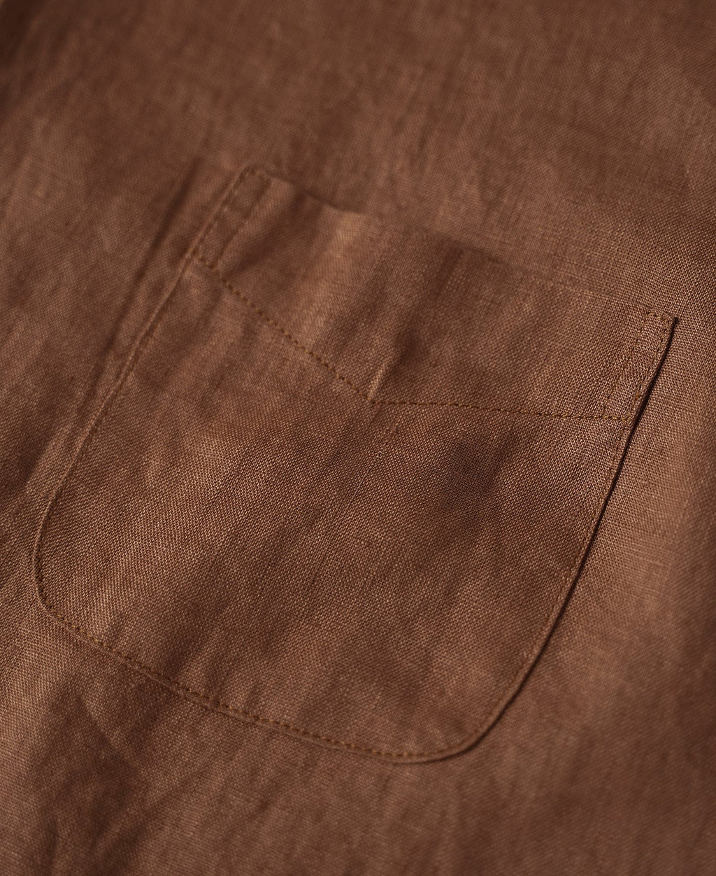 1950s Italian Collar Linen Short Sleeve Shirt - Brown