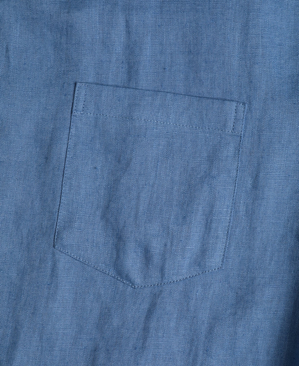 Cuban Collar Linen Shirt - Blue